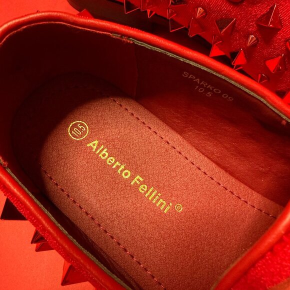 Red Studded Loafers – Alberto Fellini – Men’s Size 10.5 – Punk Luxe Statement